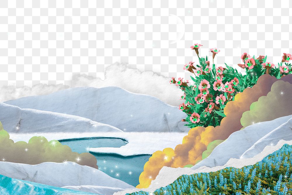 Aesthetic landscape png, surreal escapism design, transparent background