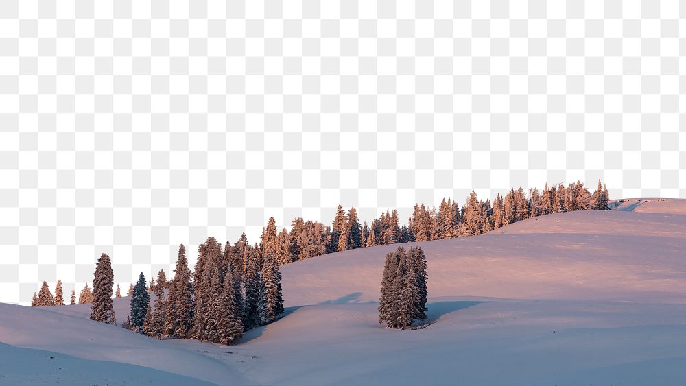 Snow landscape png sticker, nature design, transparent background
