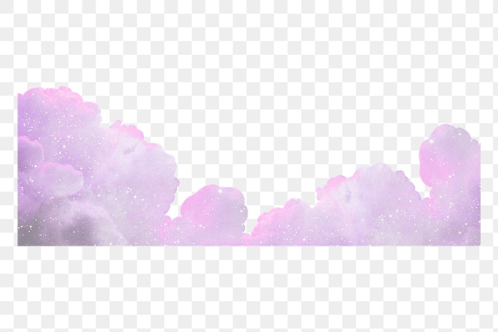 Pastel cloud png border, purple design, transparent background