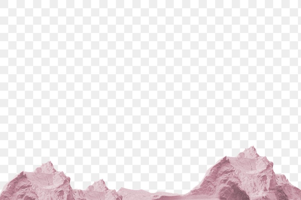Png pink rock mountain sticker, nature design, transparent background