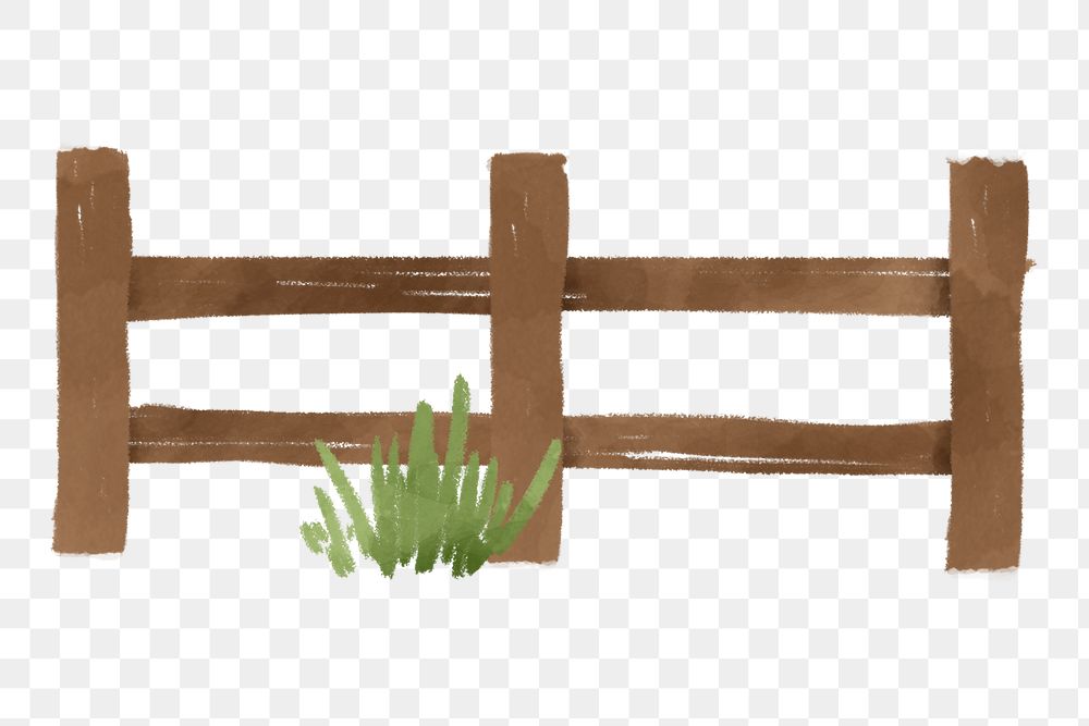 Wooden fence png sticker, watercolor illustration, transparent background