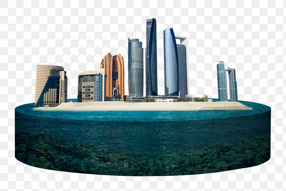 3D Dubai cityscape png, architecture in metaverse remixed media media, transparent background