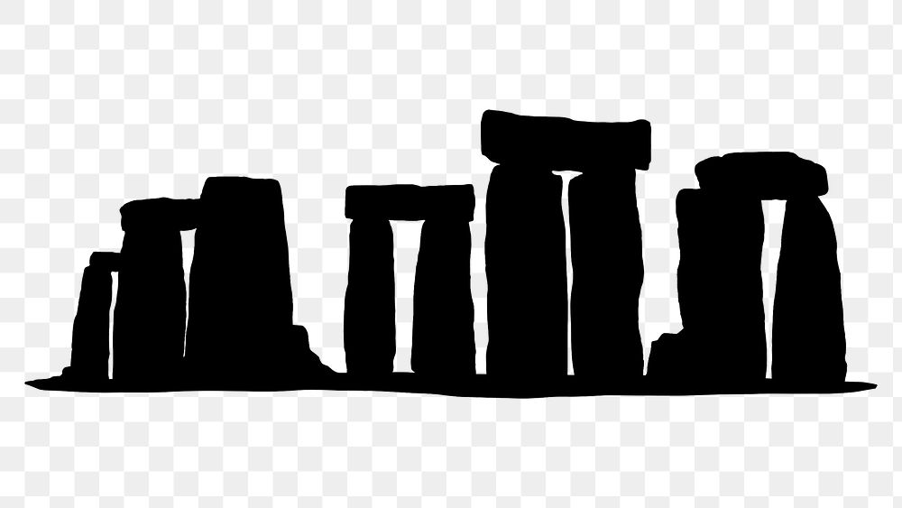 Stonehenge png silhouette clipart, historical attraction, transparent background