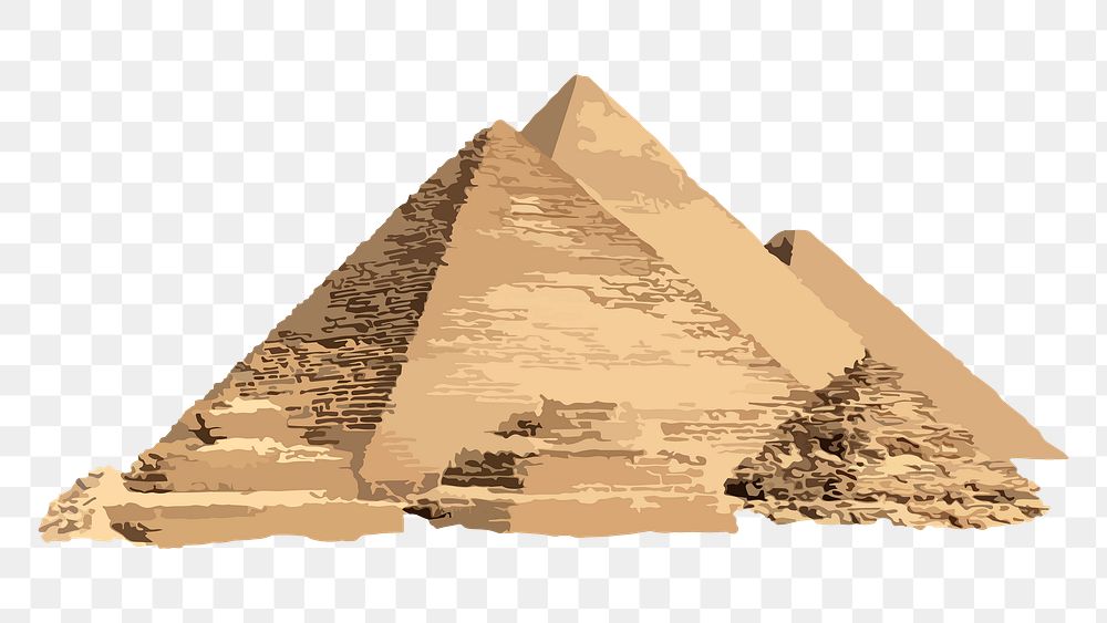 Egyptian pyramids png illustration, vectorize historical landmark, transparent background