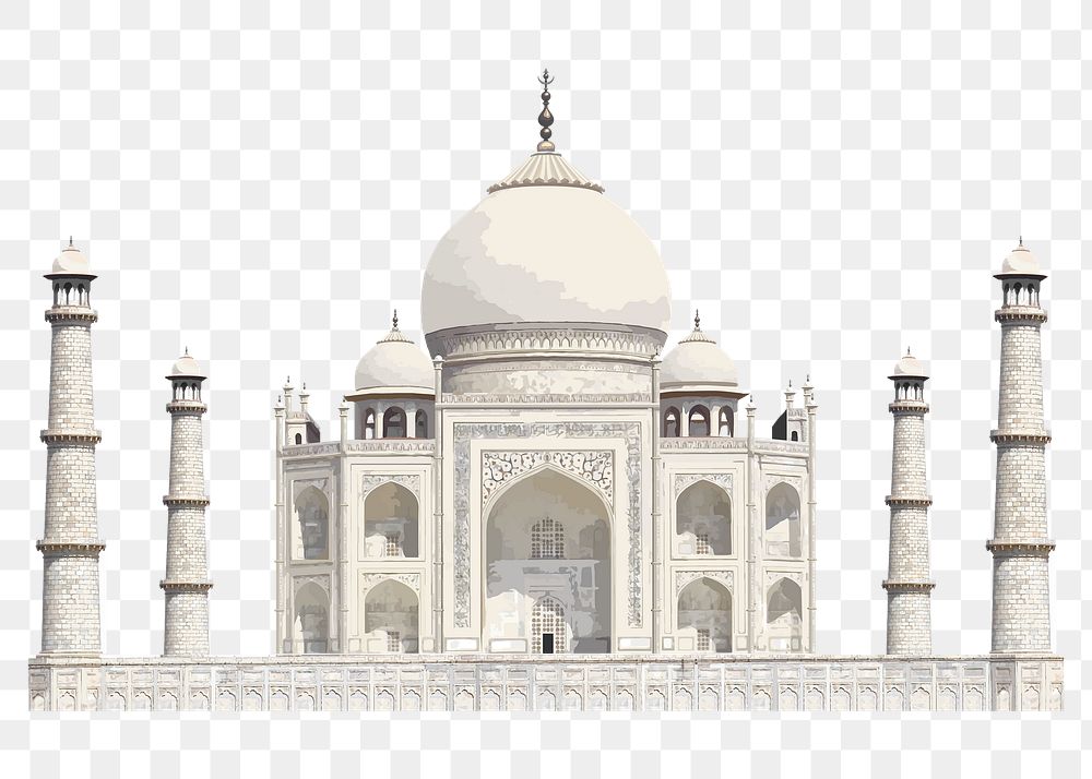 Taj Mahal png aesthetic sticker, architecture vectorize illustration, transparent background