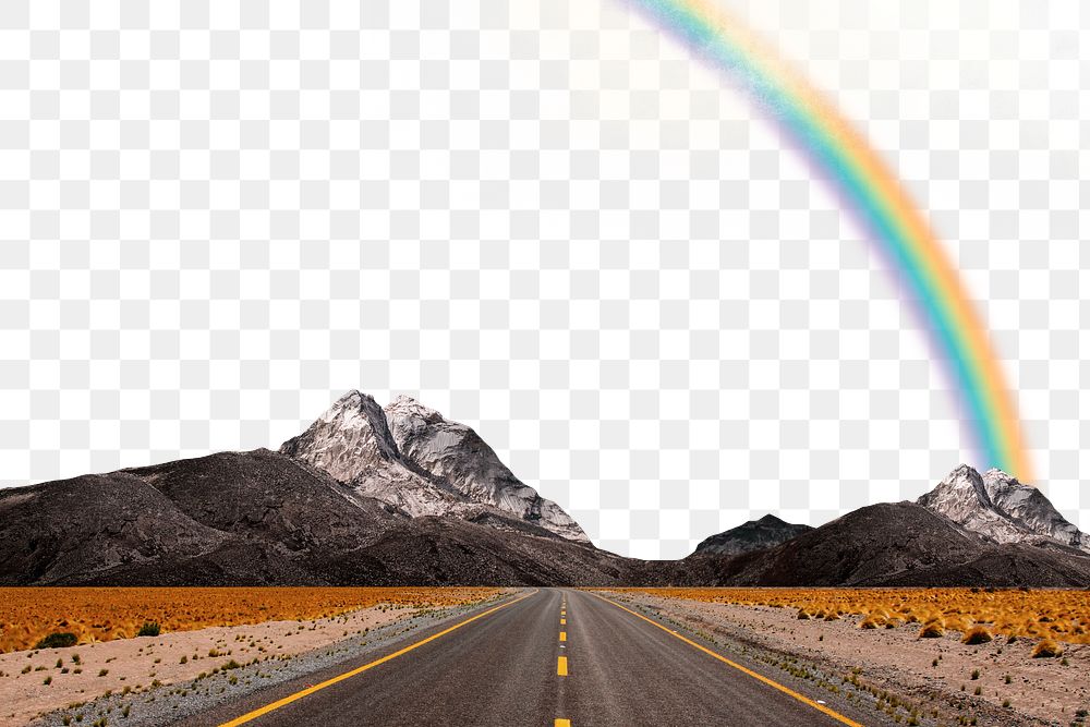 Rainbow road png border, transparent background, surreal pink starry sky remix