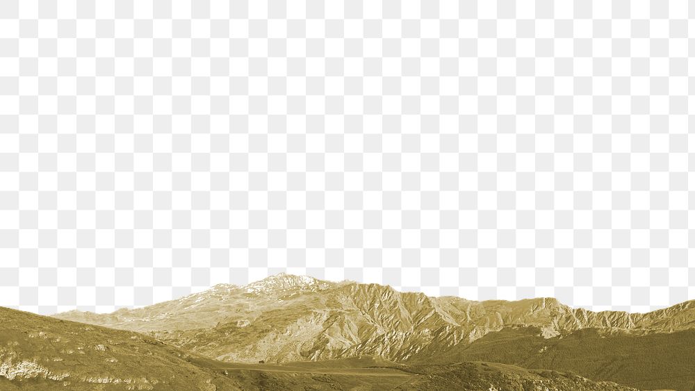 Golden mountain png nature border, transparent background