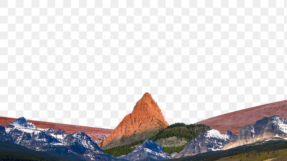 Surreal mountains png collage border, transparent background