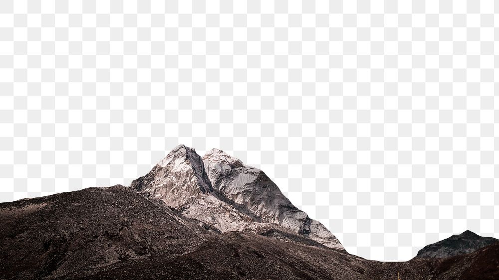 Rocky mountain png landscape border, transparent background