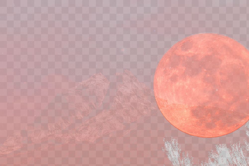 Blood moon png transparent background, dark fantasy landscape remix