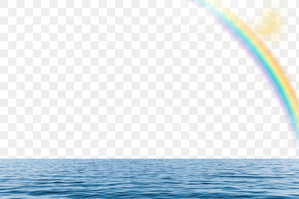 Rainbow ocean png border, transparent background, nature aesthetic collage