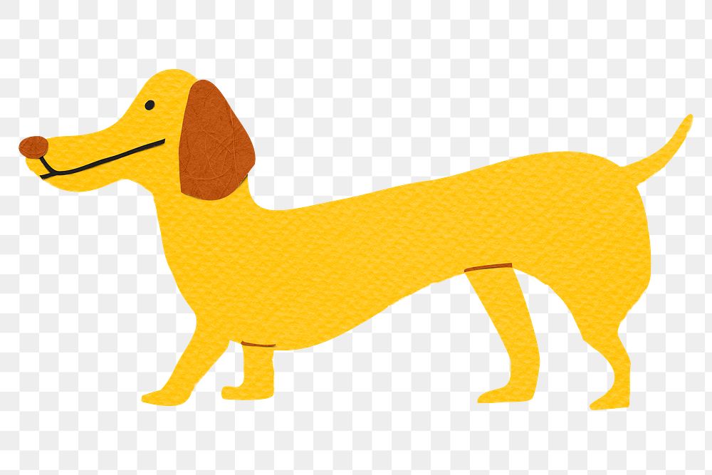 Dog png, yellow dachshund paper craft clipart, transparent background