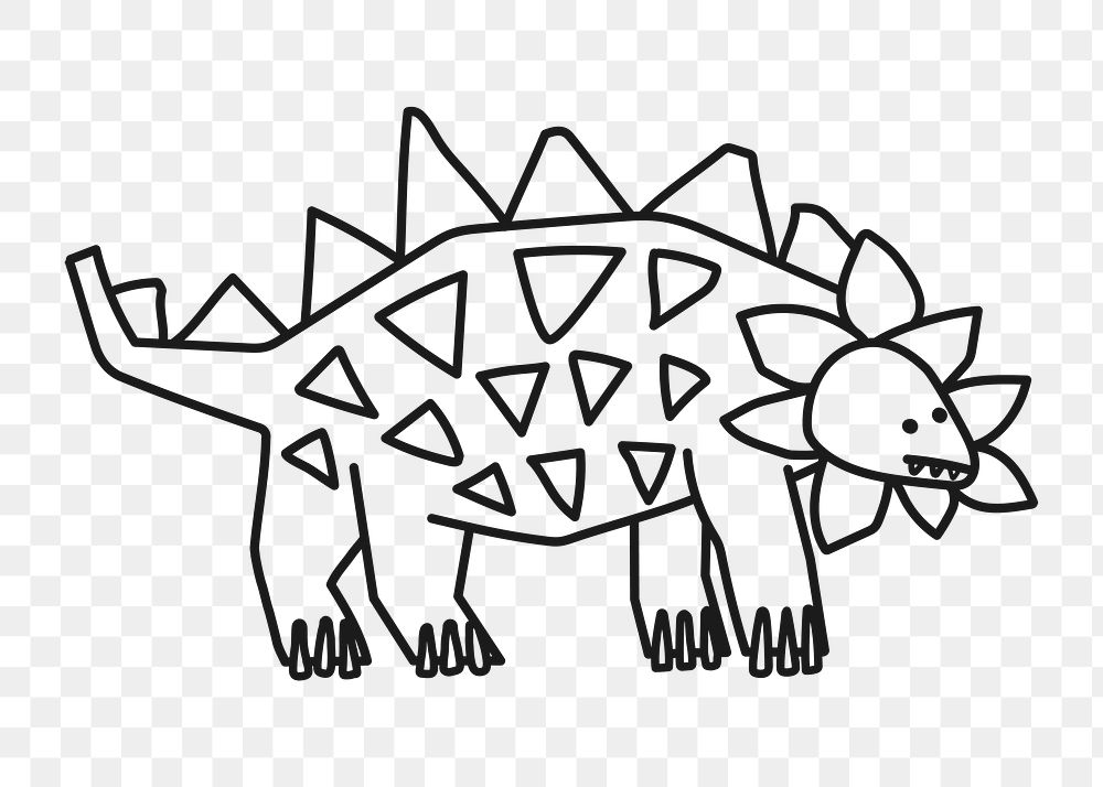 PNG dinosaur doodle, stegosaurus clipart, transparent background