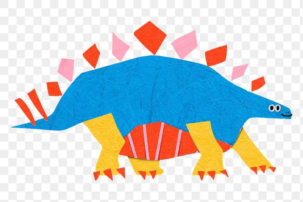 Dinosaur png, stegosaurus paper craft clipart, transparent background