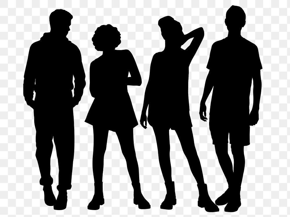 People silhouettes png sticker, transparent background
