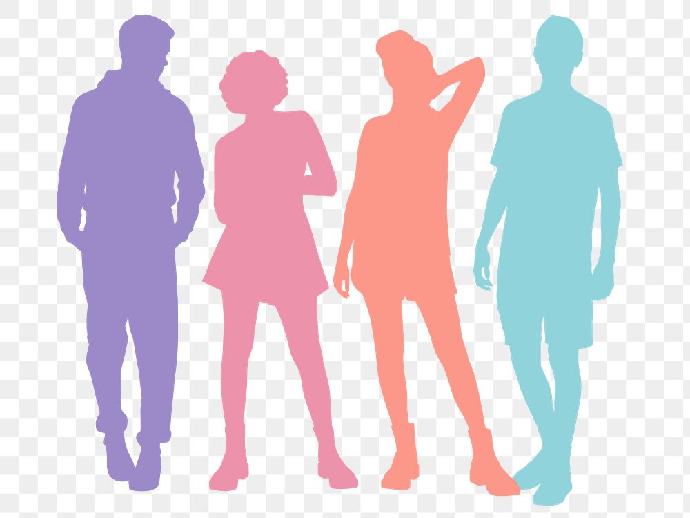 Pastel people png silhouette sticker, transparent background