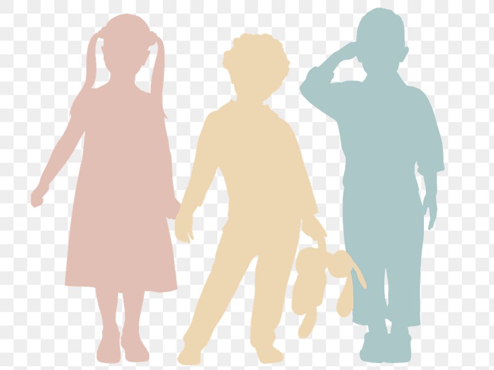 Kids png pastel silhouette clipart, full body graphic