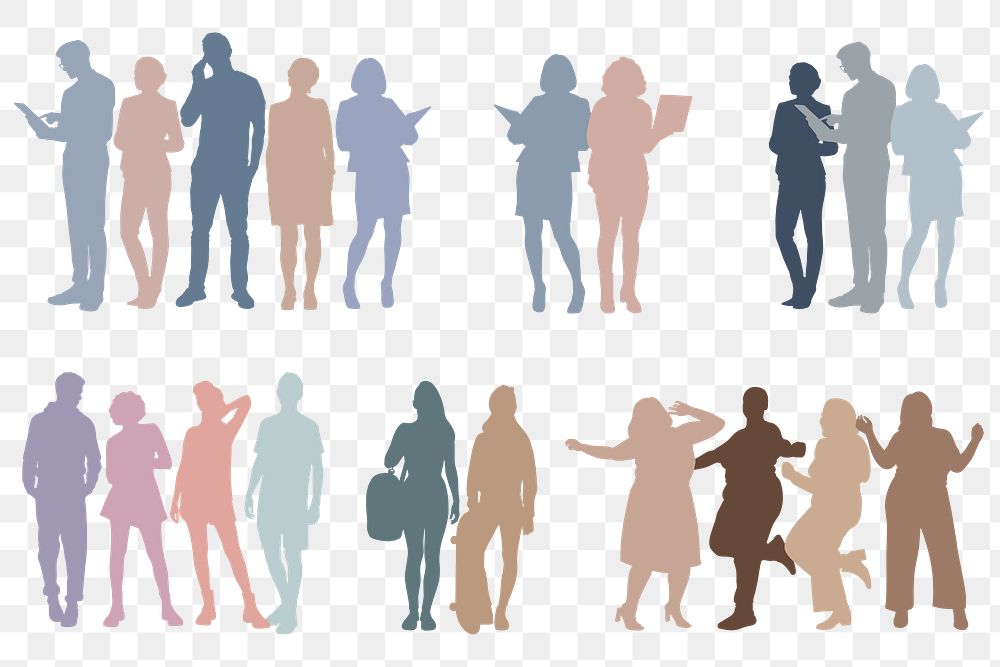 People png pastel silhouette sticker, transparent background