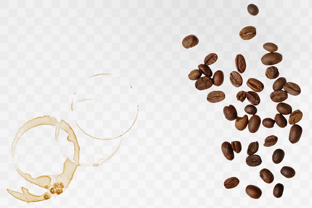 Coffee beans png, brown stain, transparent background