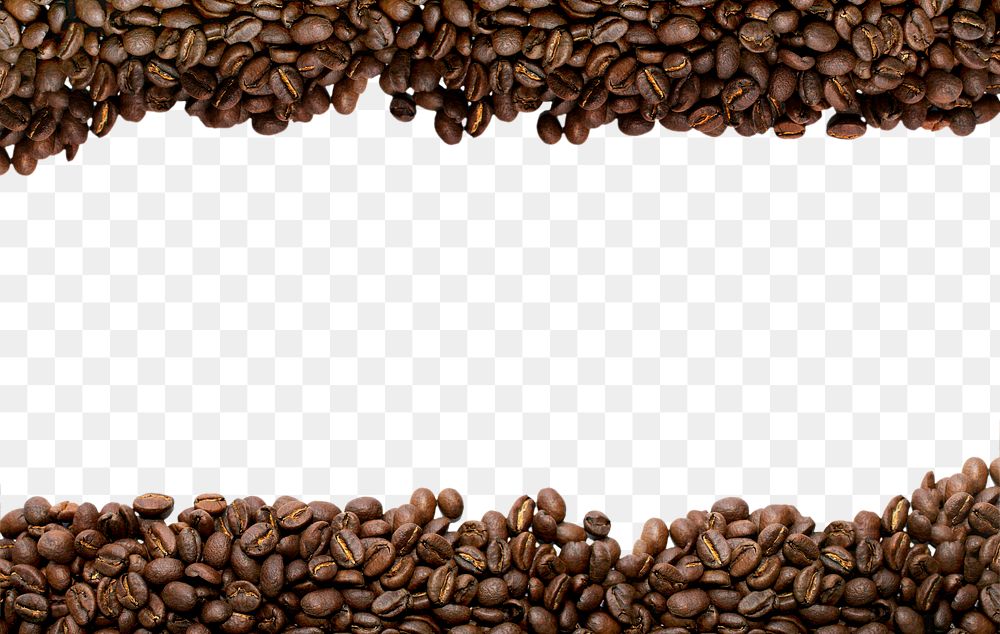 Frame png, coffee beans border, transparent background