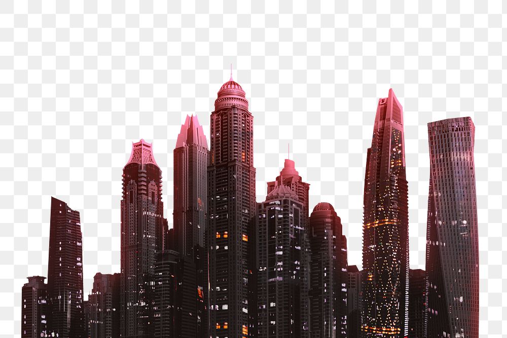 PNG aesthetic skyscraper, buildings collage element, transparent background