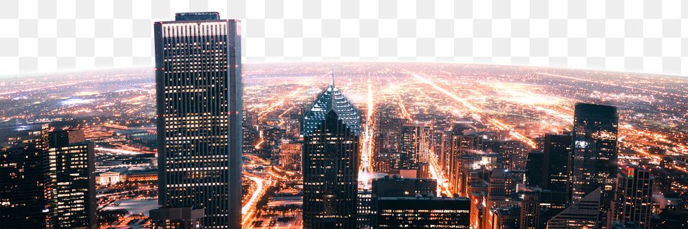 Night city png skyline border, skyscraper & office buildings, transparent background
