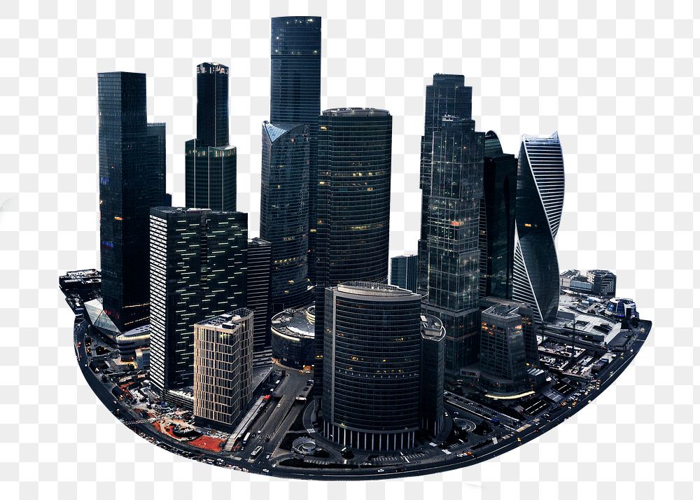 Skyscraper skyline png sticker, transparent background