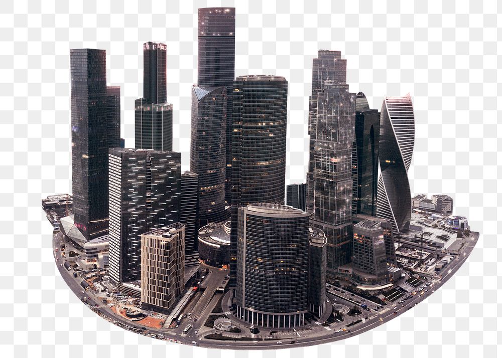 Office buildings png sticker, skyline & skyscrapers, transparent background