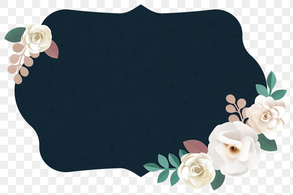 Papercraft flower border on a midnight blue background