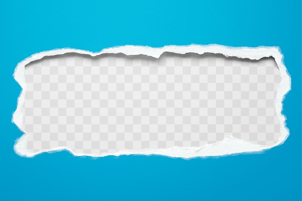 Torn paper png mockup, blue frame