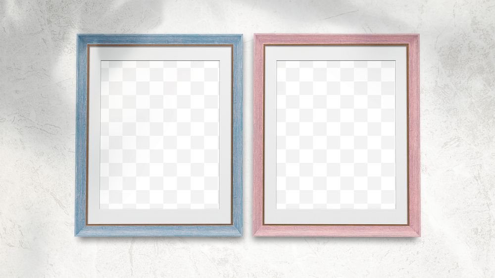 Photo frame mockups on a wall 