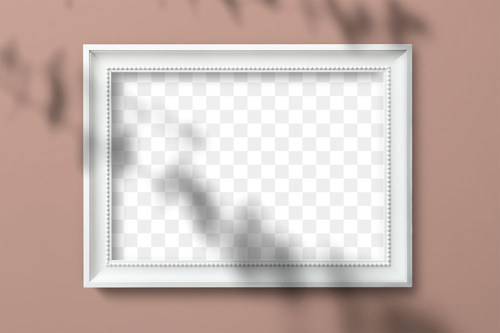White picture frame mockup on a beige wall