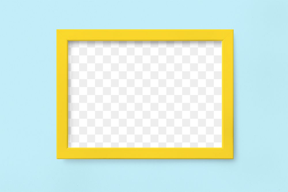 Download Yellow Frame Mockup On A Sky Blue Background PSD Mockup Templates