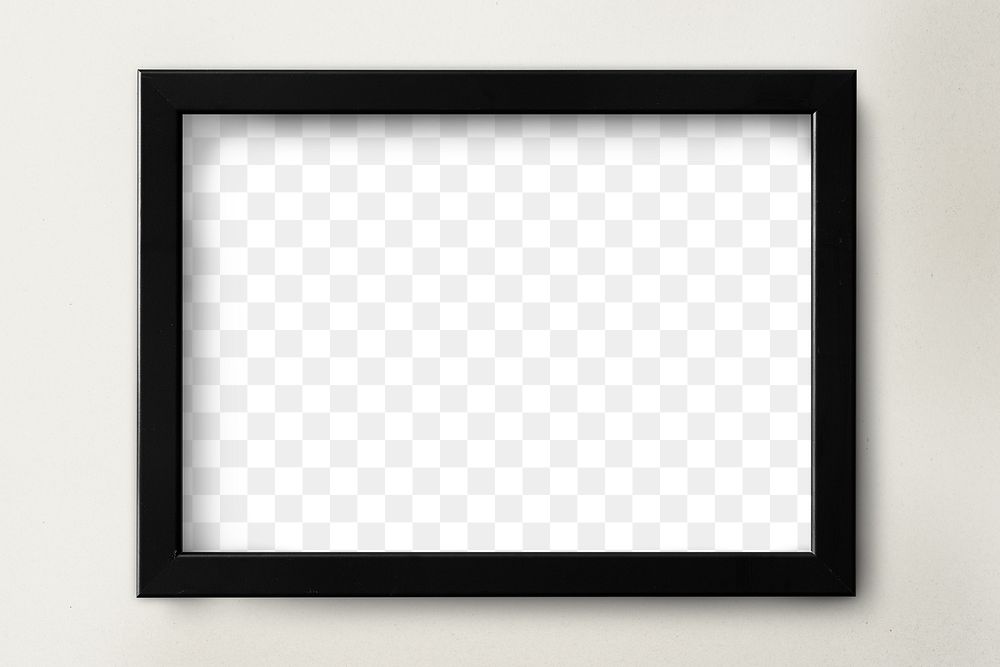 Black picture frame mockup on a wall 