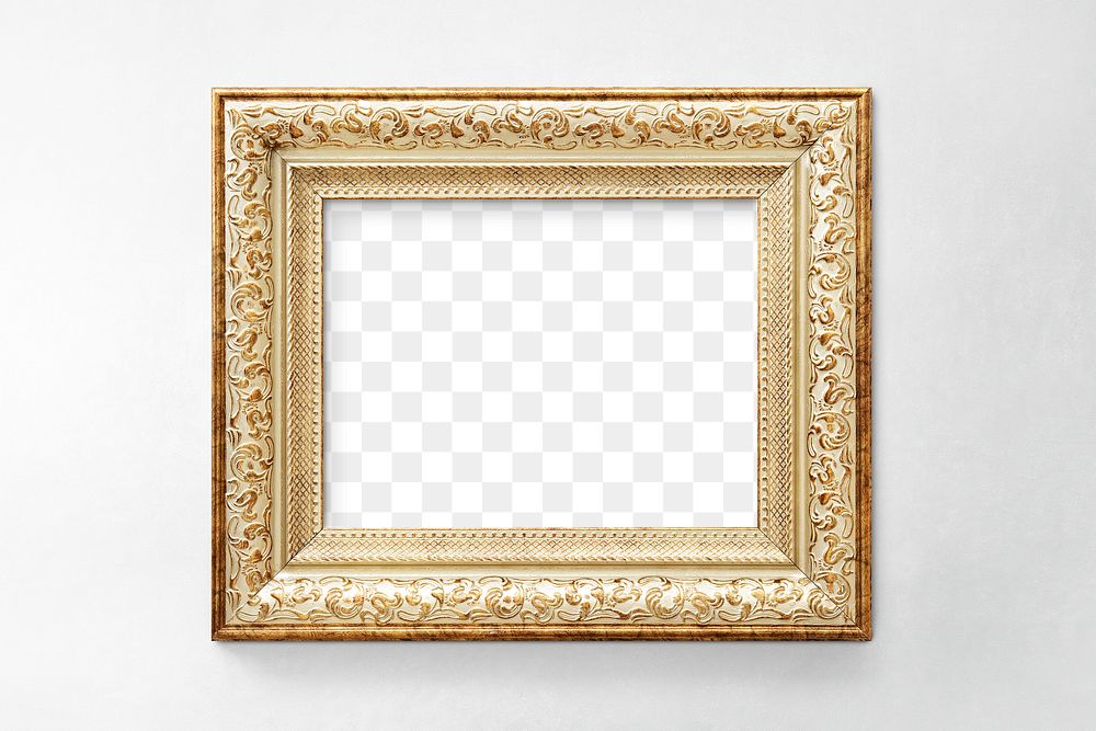 Vintage picture frame mockup on a wall 