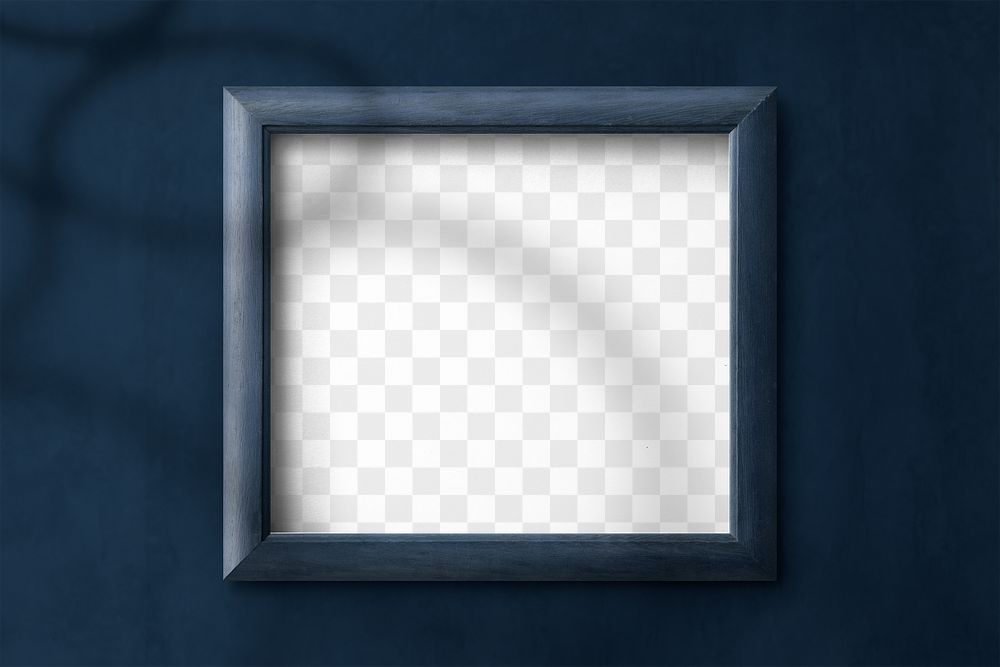 Blue picture frame mockup on a navy blue background 