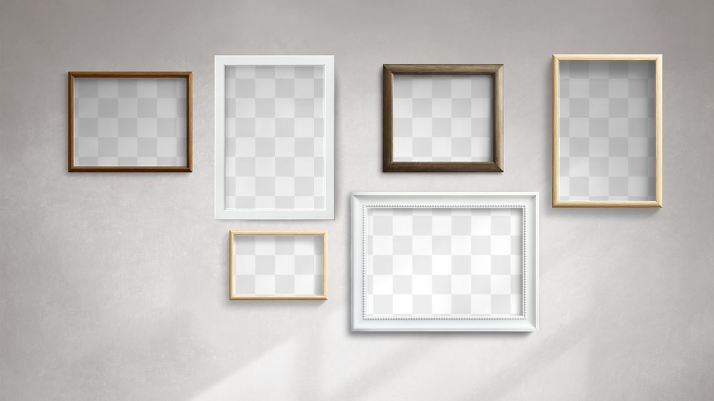 Picture frame mockups on a wall 