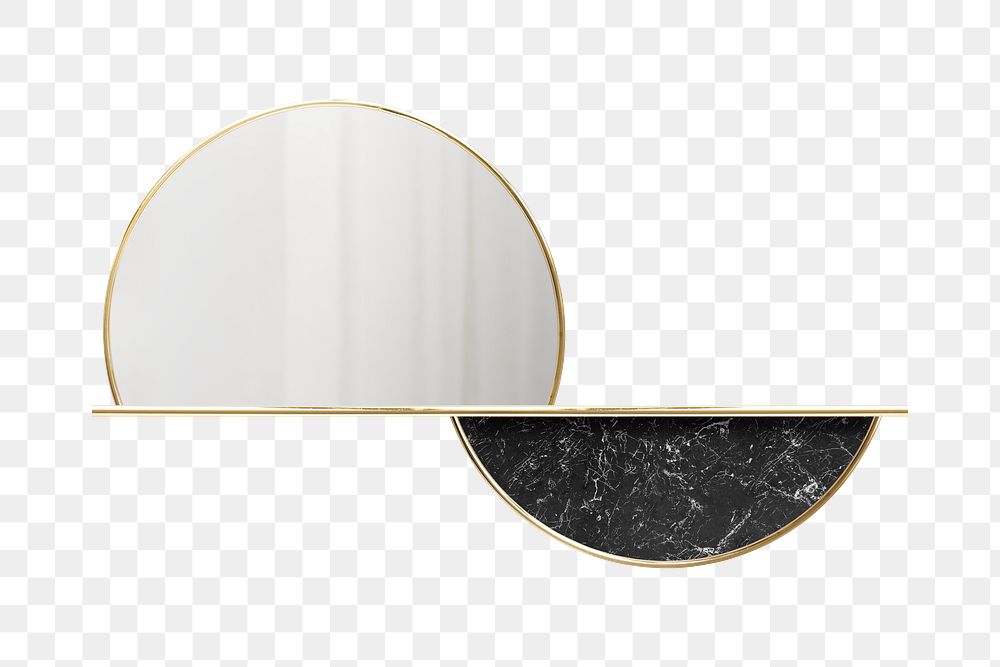 Semicircle gold framed mirror transparent png