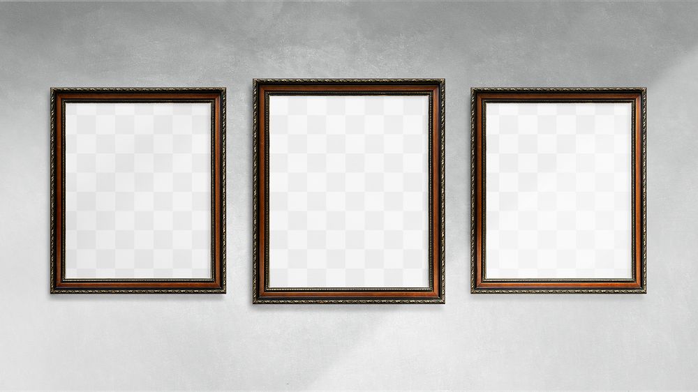 Modern frame mockups hanging on a gray wall