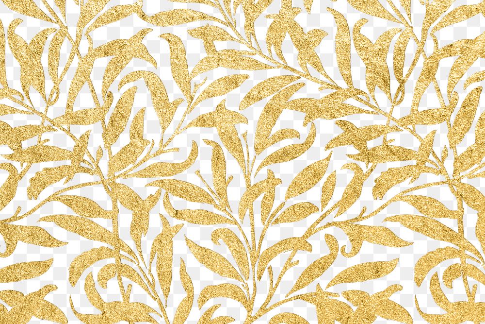 Glittery gold leaf patterned background design element