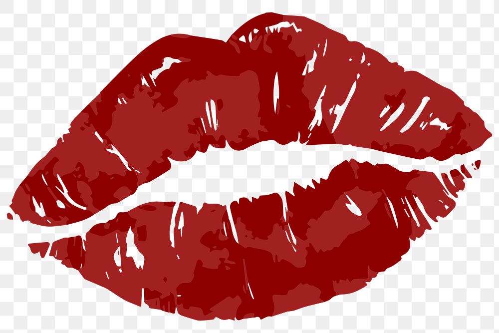 Vectorized red lips sticker design resource