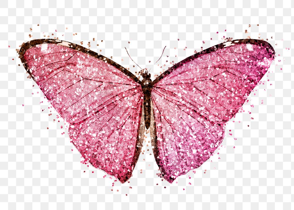 Glitter pink butterfly design element