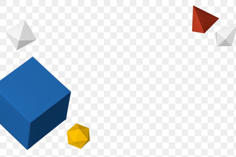 3D colorful paper craft geometric frame design element
