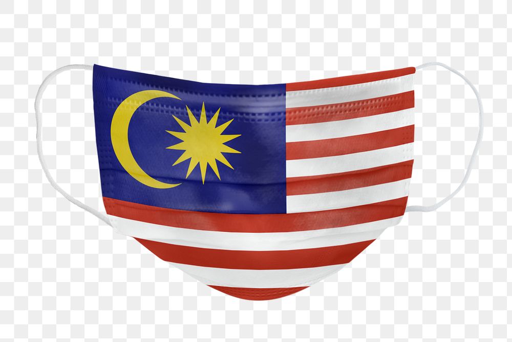 Malaysian flag pattern on a face mask mockup