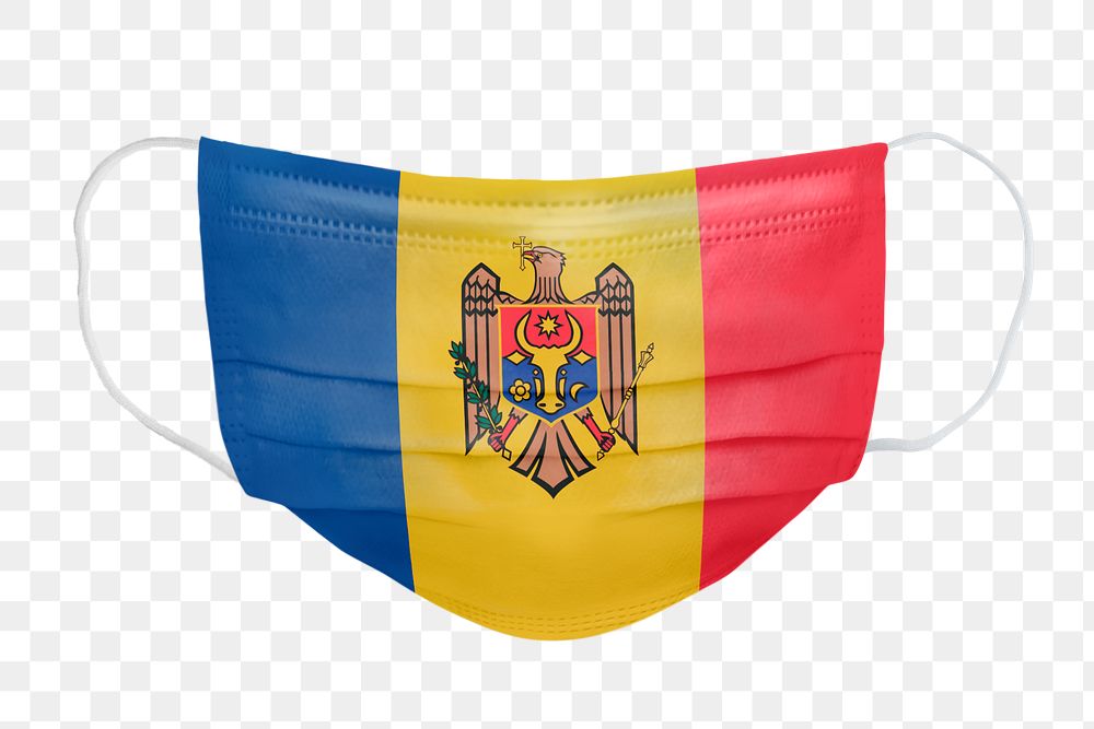 Moldovan flag pattern on a face mask mockup