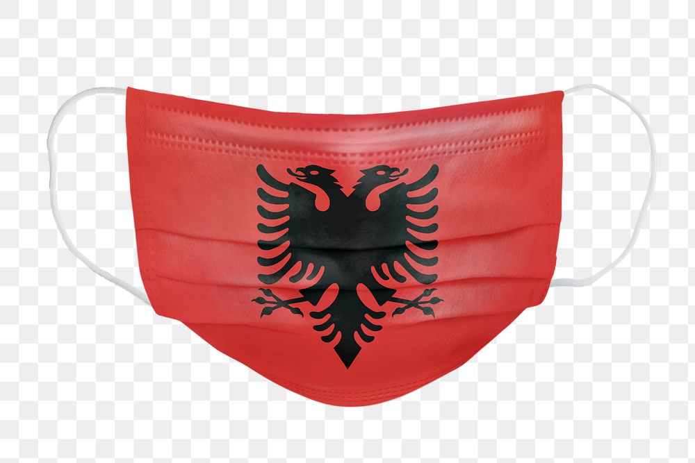 Albanian flag pattern on a face mask mockup