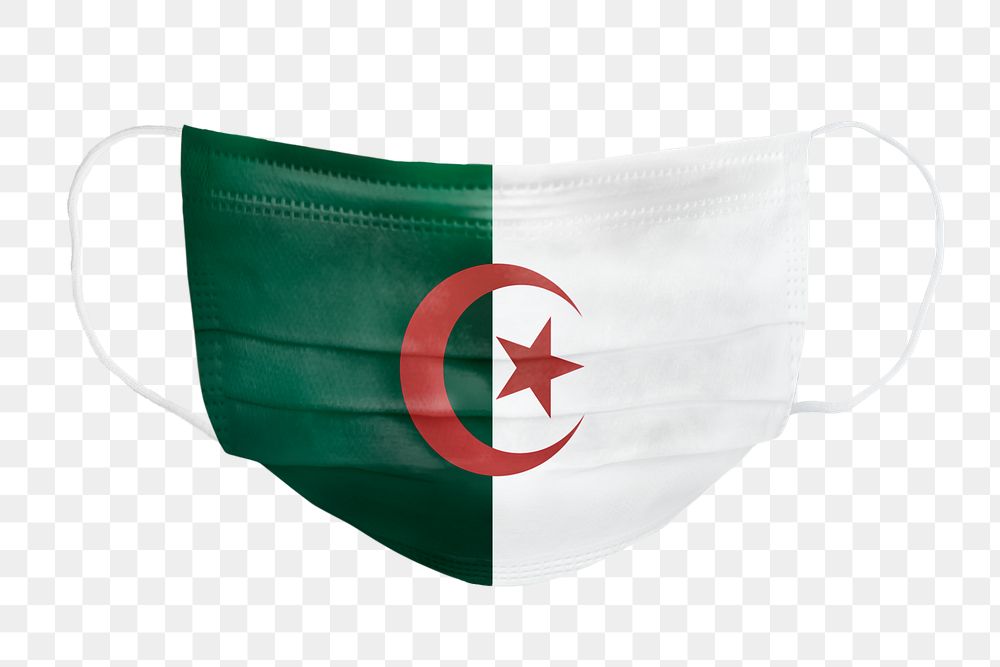 Algerian flag pattern on a face mask mockup