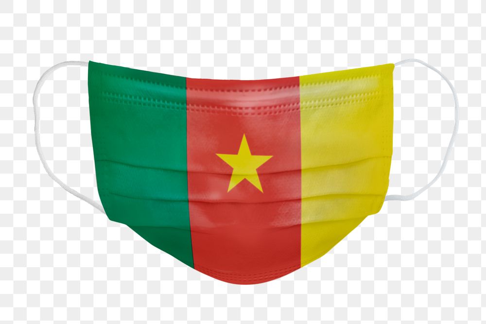 Cameroon flag pattern on a face mask mockup
