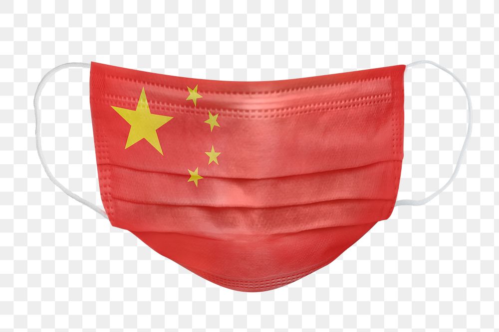 Chinese flag pattern on a face mask mockup