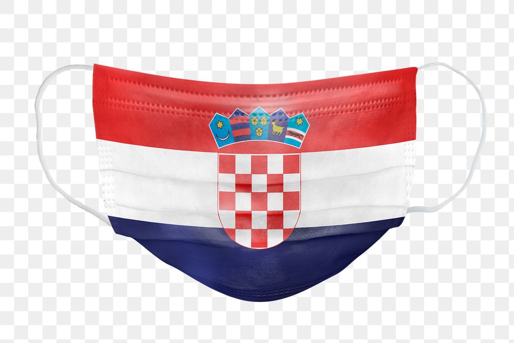 Croatian flag pattern on a face mask mockup